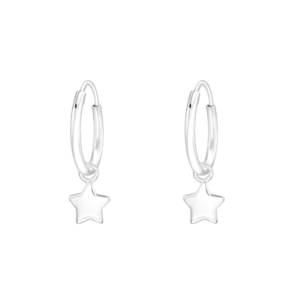 Hanging Star 925 Sterling Silver Hoop Earrings