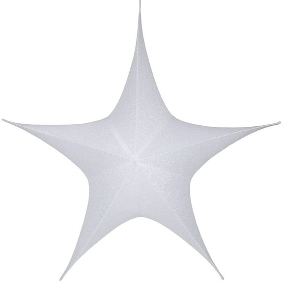 Hanging Star Decoration, Christmas Decoration Star Decoration Party, 4th of July Star Home Decorations, Ultra Lightweight, Fabric Covered, Fold Flat Metal Frame (60 inch, White Metallic Mesh)&nbsp;
