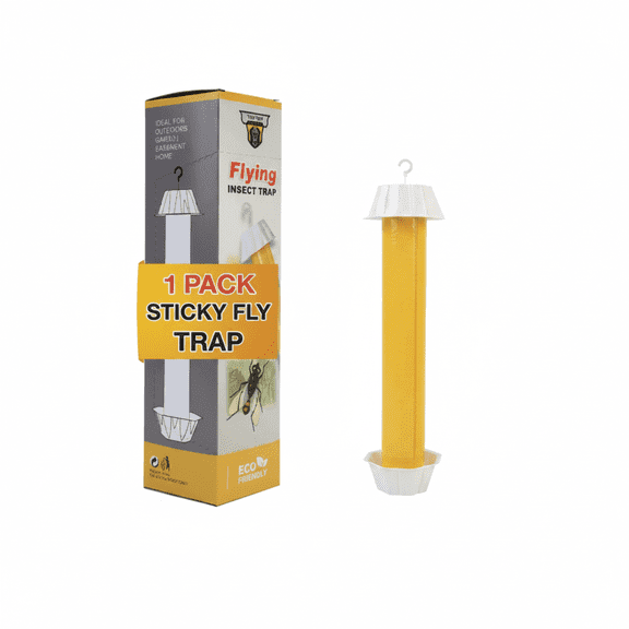 Hanging Sticky Fly Trap, 1 Pack Indoor/Outdoor Adhesive Fly Stick by TwinTech, Captures Flies & Flying Insects