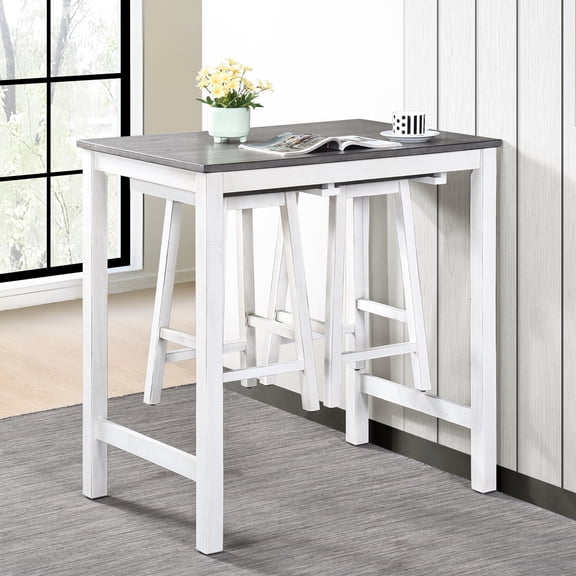 Hanging Stool Counter Set (3 Pieces) | Fits Well in Small Spaces and Complements Decor | Sturdy Solid Wood Build | Simple Setup and Easy Storage