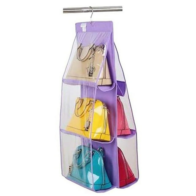 Hanging Storage Bag,6 Pocket Clear Purse Handbags Organizer Door Closet ...
