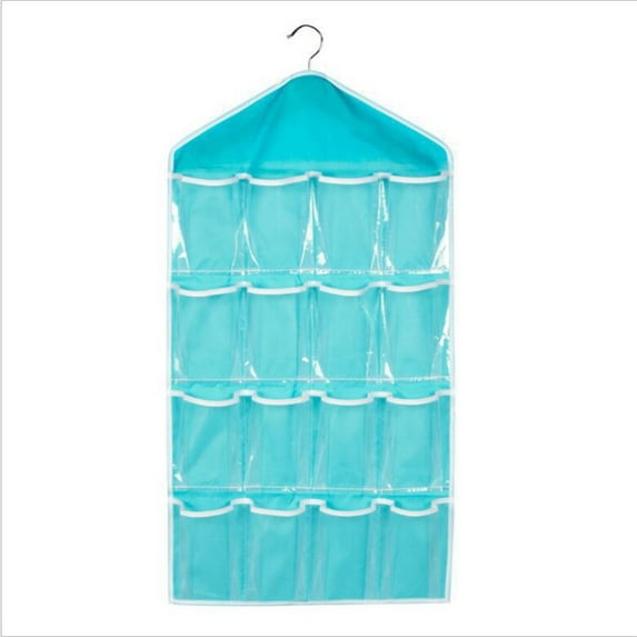 Hanging Storage Bag for Closets, Portable 16 Pockets Hanging Organizer for Socks, Bras and Underwear, Clear Pockets Hanging Shoe Racks Holders Behind Door Durable Doors Shoe Storage Pockets
