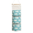 thumbnail image 1 of Hanging Storage Bag, Multifunctional Fabric Organizer with 3 Pockets, Cotton Linen Door Wall Mount Rectangular Bag for Phone Keys Sundries, 1 of 1