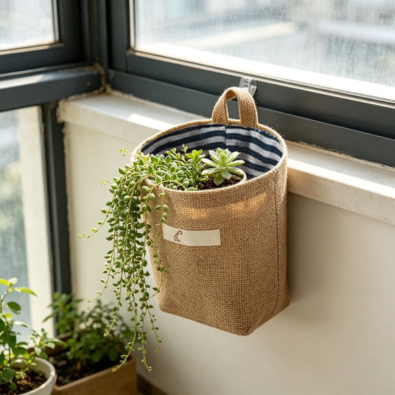 Hanging Storage Basket,Cotton Linen Wall Organizer Basket,Washable Storage Basket,Space Saving Hanging Organizer,Multifunctional Storage Basket For Kitchen Bathroom Bedroom Office Home Organization