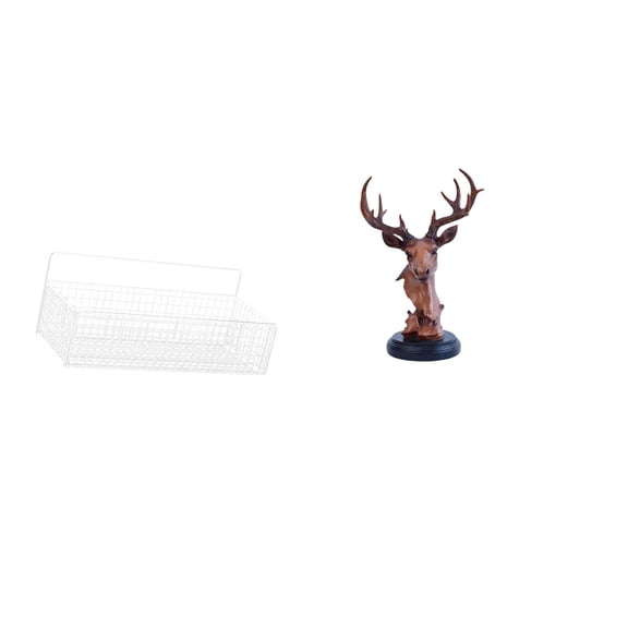 Hanging Storage Basket Deer Head Figurine Animal Statue Metal Wire Construction for Living Room Bedroom Office Decor