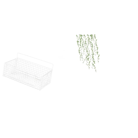 Hanging Storage Basket Wall Mounted Shelves Wall Sticker Rustic Metal Wire for Kitchen Living Room Bedroom Bathroom