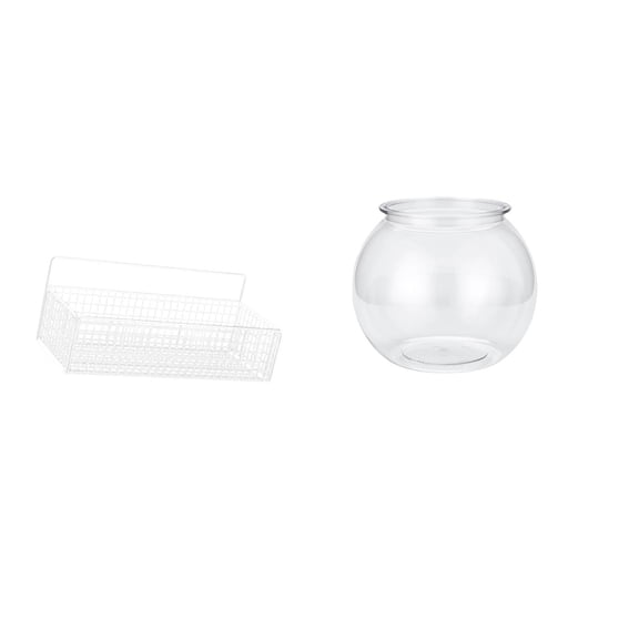 Hanging Storage Basket Wall Organizer Aquarium Bowl Metal Wire Design for Kitchen Bedroom Office Decor