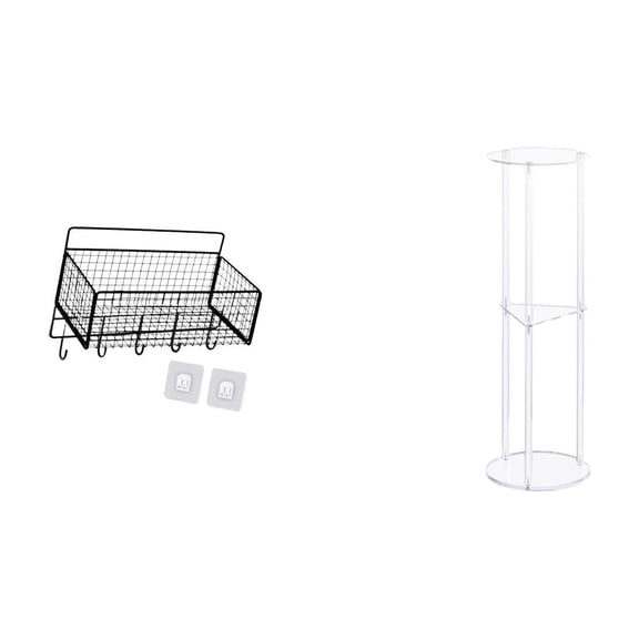 Hanging Storage Basket Wall Organizer Round Side Table with Acrylic Material for Living Room Office Kitchen