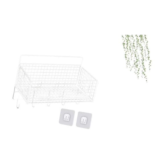 Hanging Storage Basket Wall Sticker Organizer Rustic Wire Iron Material Multi Room Use