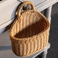 thumbnail image 1 of Hanging Storage Baskets 1 Pcs, Wall Woven Storage Basket, Plastic Pantry Wicker Baskets, Wall Mount Basket with Hook, Decorative Baskets for Organizing, Front Door Rattan Baskets for Kitchen (Brown), 1 of 8