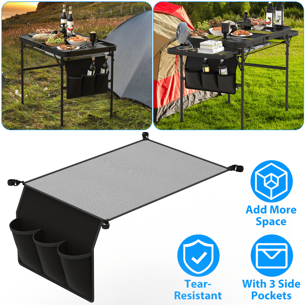 Hanging Storage Net for 35.43x23.62 Camping Table Under Table Folding ...