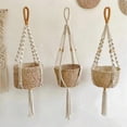 thumbnail image 1 of Hanging Storage Net Basket with Tassels, Cotton Linen Boho Macrame Organizer for Balcony, Window, Small Spaces and Kitchen Storage, 1 of 6