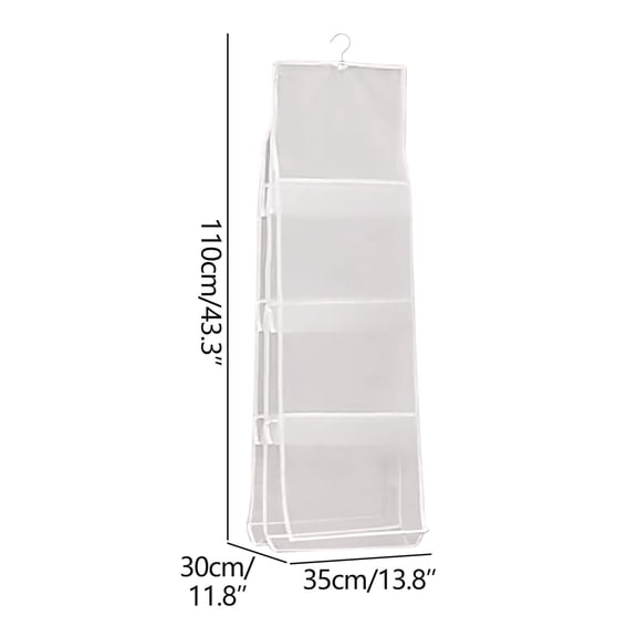 Hanging Storage Organizer Bag for Bedroom Wall-mounted Plastic Bag Storage with Clear PVC Design 35 cm x 30 cm x 93 cm