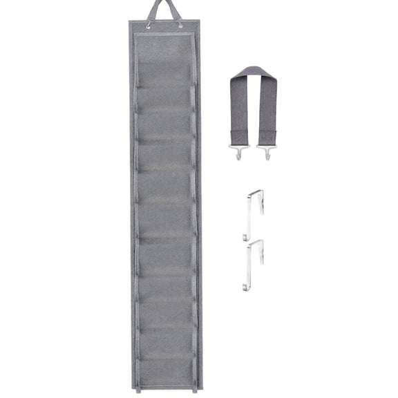 Hanging Storage Organizer, Gray 24 Double-Sided Pockets, Includes 1 Storage Bag 1 Hanging Strap 2 Metal Hooks, For Closet Door Wall Mount Bedroom Pantry to Organize Shoes Socks Small Accessories Sund