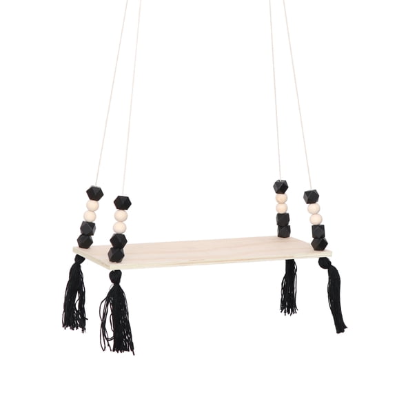 Supvox Black Wooden Hanging Shelf for Storage Use Imikeya Wall Organizer