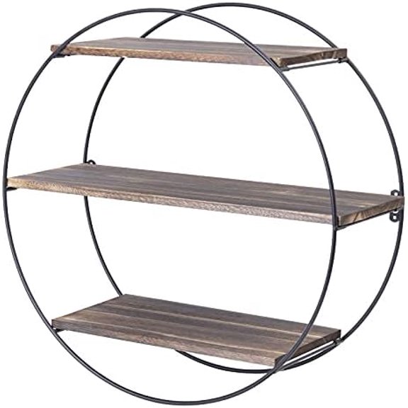 Hanging Storage Shelf Round Circular Wall Mounted 3-Tier Rack Decoration Black$$Home Decor, Kitchen, & Other