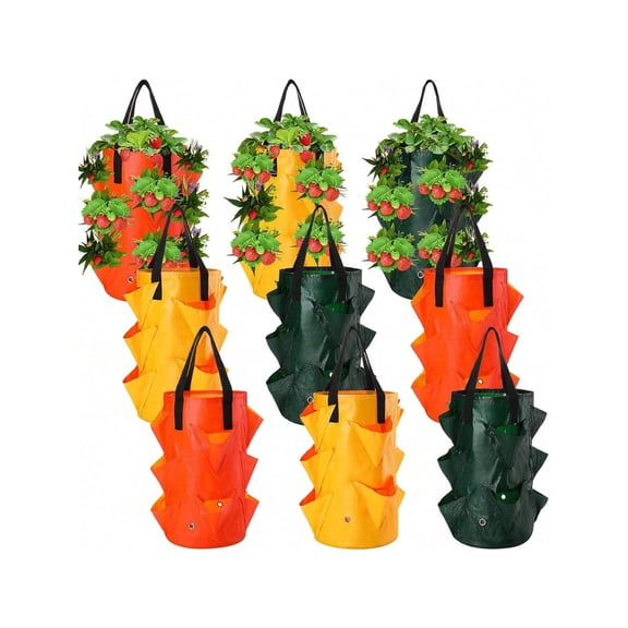 Hanging Strawberry Planter Reusable Upside Down Grow Bags With Handles For Vegetables Fruits Gardening Home Green