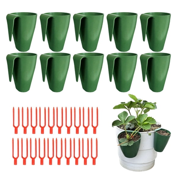 Hanging Strawberry Planter,Strawberry Rooting Cup Kit, Hanging Plant Propagation System With Fixing Forks, Space Saving Nursery Cups For Runner Rooting, Balcony Garden Greenhouse Seedling Starter Set