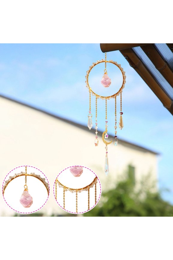 Hanging Sun Catcher with Natural Stone, Hanging Rainbow Prism, Gemstone Crystal SunCatcher, Home Decoration, Window Ornament