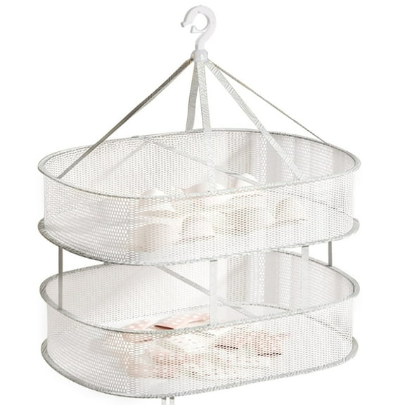 Hanging Sweater Drying Rack Flat Mesh Foldable Laundry Rack Hang Dry Clothes Rack Multifunctional Clothes Drying Rack 2Tier Grey 30.3 x 24 Inch