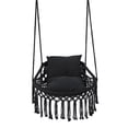 thumbnail image 1 of Hendoct Boho Macrame Hanging Swing Chair with 2 Cushions, Cotton Hammock Chair, 330lbs Capacity, 2 Hanging Methods for Indoor Outdoor Patio (Black), 1 of 9