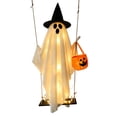 thumbnail image 1 of Hanging Swinging Ghost Halloween Decor - Outdoor Halloween Decorations with Ghost on A Swing for Outside Garden Yard Porch Tree, Large Spooky Cute Ghosts with String Lights for Indoor Party, 1 of 6