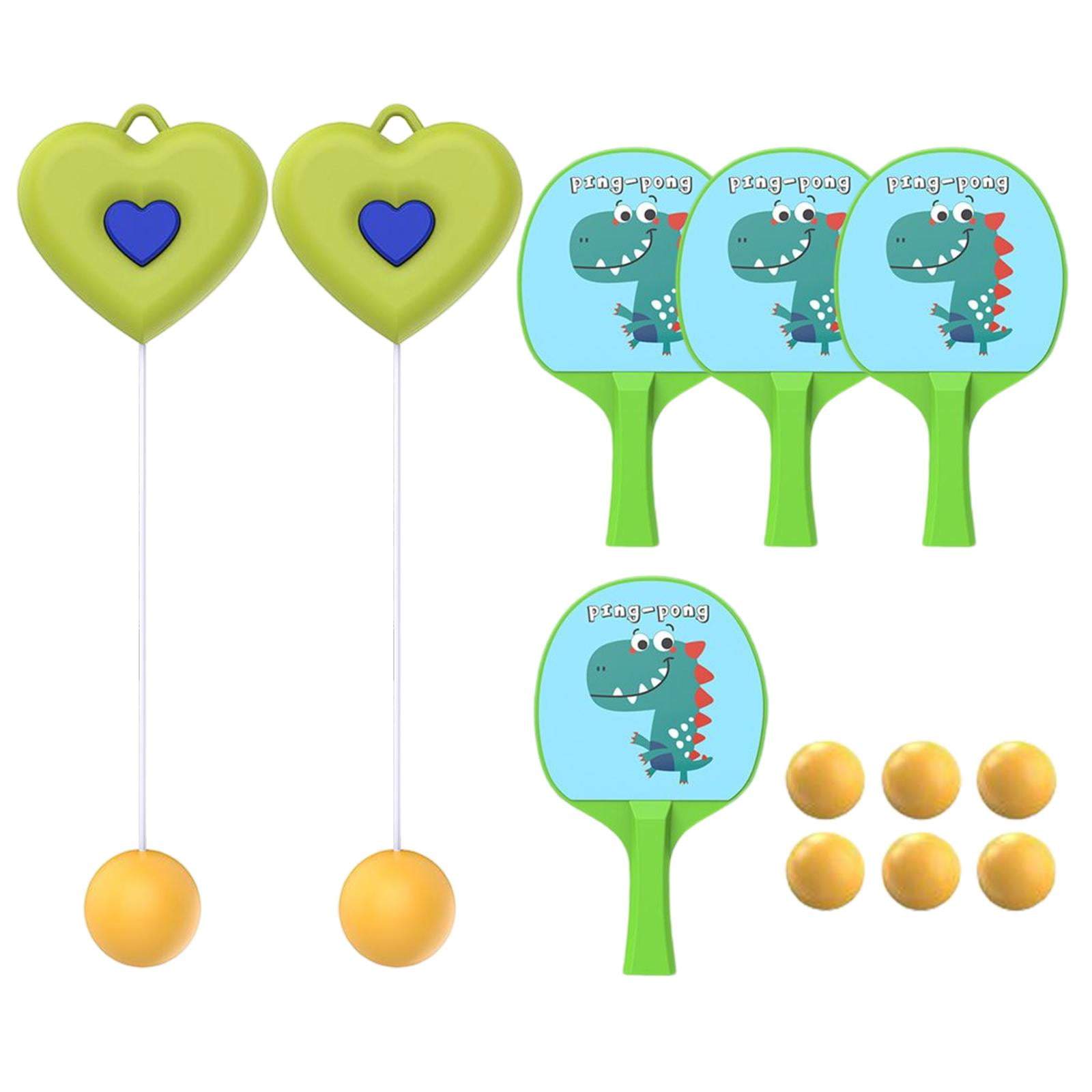 Hanging Table Tennis Trainer Adjustable Height Portable Exerciser for Door Frame green 4 Paddles