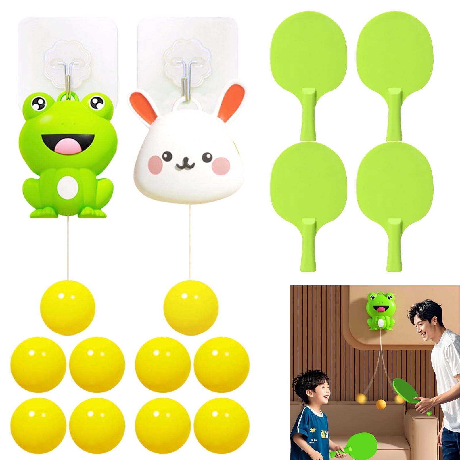 Hanging Table Tennis Trainer Portable Set, 1 Pcs Trainer 6 Balls Door Pong Game for Kids with Racket and Balls, Adjustable Hanging Table Tennis Trainer