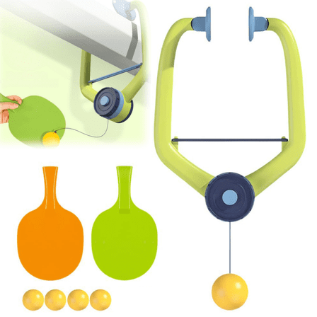 Hanging Table Tennis Trainer Portable Set, Door Pong Game for Girls & Boys with 2 Racket and 4 Balls, Adjustable Hanging Table Tennis Trainer