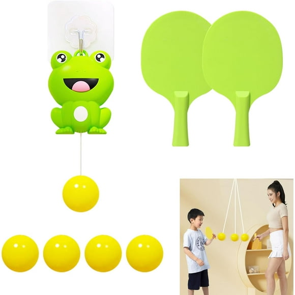 Hanging Table Tennis Trainer Portable Set, Door Pong Game for Kids with Racket and Balls, Adjustable Hanging Table Tennis Trainer