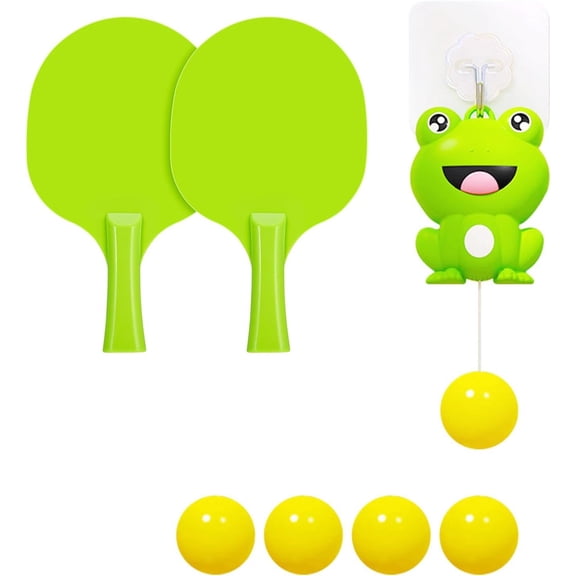 Hanging Table Tennis Trainer Starter Kit, Portable Ping Pong Paddle Set for Kids with Racket and Balls, Parent-Child Door Pong Game Exerciser for Outdoor & Indoor Games
