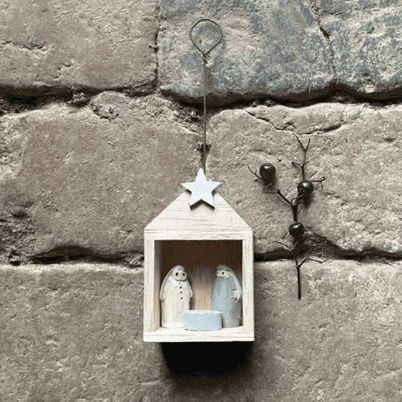 Hanging Tiny Nativity Set In Stable