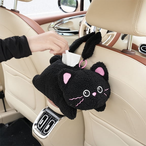 Hanging Tissue Box, Soft Creative Car and Home Mounted Storage Bag, Polyester Zipper Organizer for Tissues, Cute and Practical Birthday or Party Gift