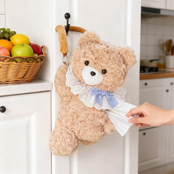 Hanging Tissue Box, Soft Creative Car and Home Storage Bag, Polyester Zipper Tissue Organizer, Cute Gift for Birthday, Party, and Home Decor