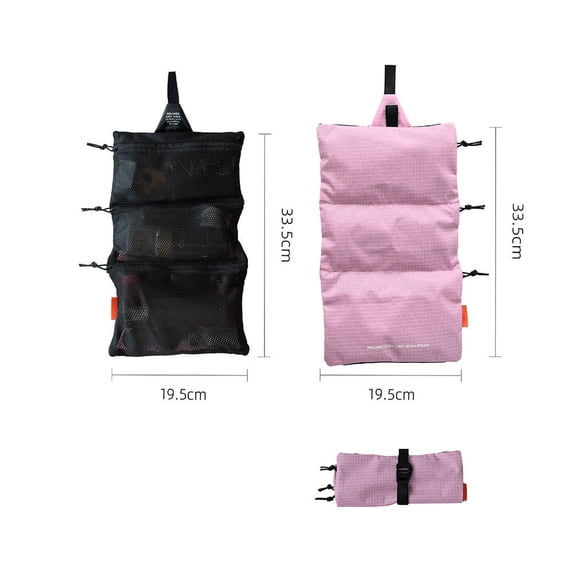 Hanging Toiletry Bag, Lightweight Roll-Up Travel Organizer with 3 Mesh Zipper Compartments, Water-Resistant Makeup Storage for Camping & Travel
