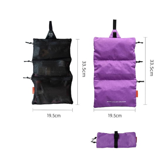 Hanging Toiletry Bag, Lightweight Roll-Up Travel Organizer with 3 Mesh Zipper Compartments, Water-Resistant Makeup Storage for Camping & Travel