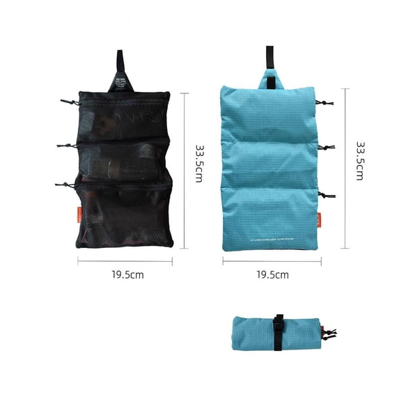 Hanging Toiletry Bag, Lightweight Roll-Up Travel Organizer with 3 Mesh Zipper Compartments, Water-Resistant Makeup Storage for Camping & Travel