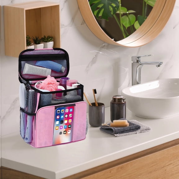 Hanging Toiletry Bag for Women, Large Capacity Waterproof Travel Cosmetic Bag with Multiple Compartments, Foldable Hanging Organizer