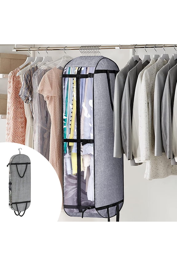 Hanging Tote Garment Bag for Wardrobe Storage, Watertight Clothes Protector with Clear Window and Hanging Straps for Coats, Jackets, and Shirts