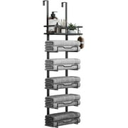 Hanging Towel Racks for Bathroom No Drill - 6-Tier Over The Door Bath Towel Storage Organizer for Small Bathrooms - Tiered Back of Door Towel Holder Hanger for Rolled Towels
