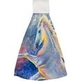 thumbnail image 1 of Hanging Towels 1 Pcs, Dish Towels Horse Oil Painting Absorbent Hand Towels with Hanging Loop Washcloth for Bathroom Kitchen, 1 of 6