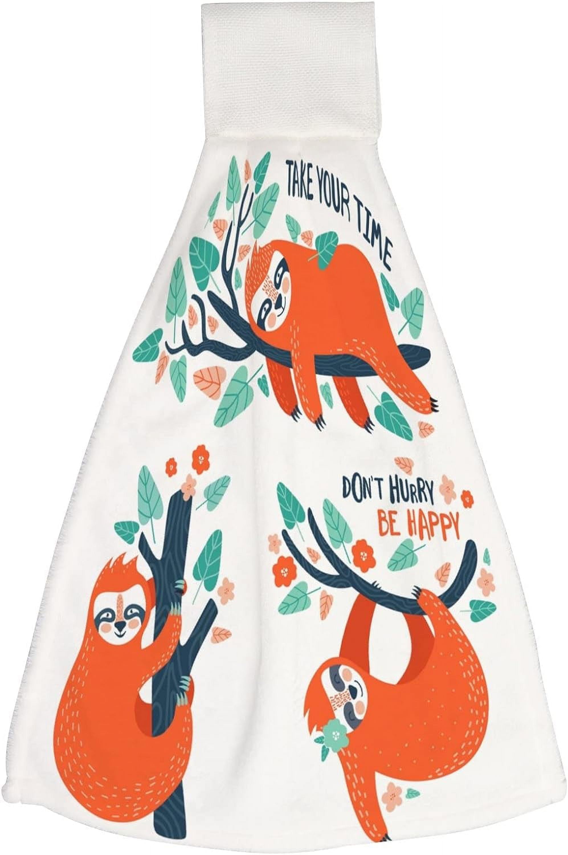 Hanging Towels 1 Pcs, Dish Towels Sloths in Different Postures Absorbent Hand Towels with