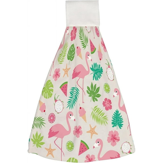 Hanging Towels 1 Pcs, Dish Towels Tropical Summer Absorbent Hand Towels with Hanging Loop Washcloth for Bathroom Kitchen