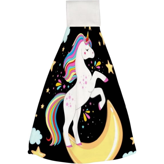 Hanging Towels 1 Pcs, Dish Towels White Unicorn Rainbow Hair Absorbent Hand Towels with Hanging Loop Washcloth for Bathroom Kitchen
