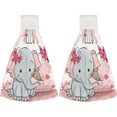 thumbnail image 1 of Hanging Towels 2 Pcs, Dish Towels Cute Elephant Greeting Absorbent Hand Towels with Hanging Loop Washcloth for Bathroom Kitchen, 1 of 6