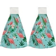 thumbnail image 1 of Hanging Towels 2 Pcs, Dish Towels Flamingo Flower Leaf Absorbent Hand Towels with Hanging Loop Washcloth for Bathroom Kitchen, 1 of 6