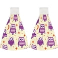 thumbnail image 1 of Hanging Towels 2 Pcs, Dish Towels Purple Owls with Moon Star Absorbent Hand Towels with Hanging Loop Washcloth for Bathroom Kitchen, 1 of 6