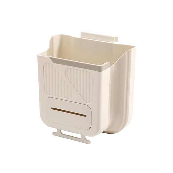 Hanging Trash Can  10L Collapsible Kitchen Cabinet Door Garbage Bin, Space-Saving Trash Can for Bathroom, RV, Car & Camping(RL Milky White 1 PC)