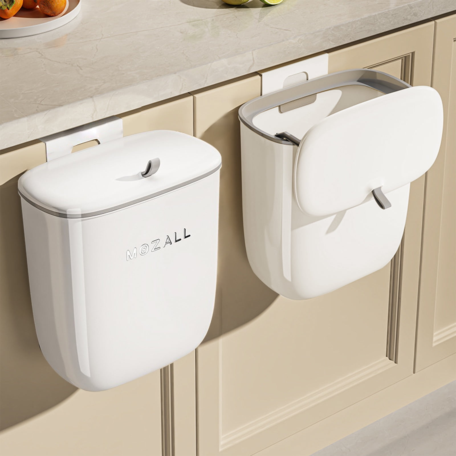 Hanging Trash Can 3 Gallon Small Plastic Trash Can with Lid,Kitchen ...