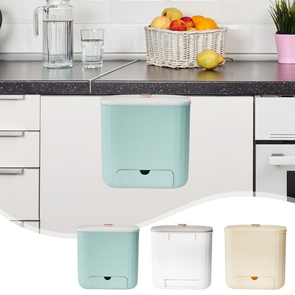 Hanging Trash Can under $5! kkbbma Countertop Compost Bin with Lid, Hanging Small Trash Can Under Sink for Kitchen, Food Waste Bin for Countertop, Mountable Garbage Can for Bathroom, RV